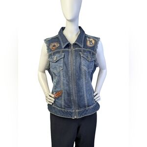 Harley-Davidson Denim Zip Vest Patches Women’s 1W